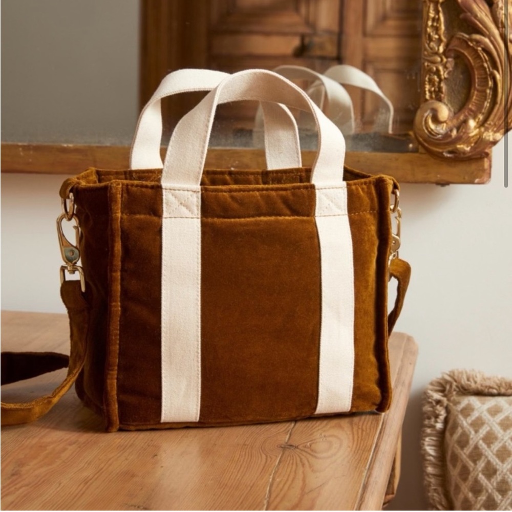 Sézane Mini Velvet Tote Bag Saffron